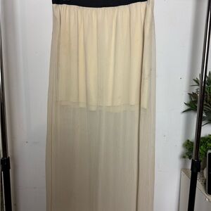 No Boundaries Cream and Black Maxi A-Line Skirt